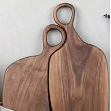 Solid Wood Cutting Board Set, Handmade Walnut Wood Serving Tray With Handle, Decorative Wooden Charcuterie Platter, Suitable For Kitchen Countertop, Perfect For Displaying Cheese, Bread, Fruit, Rustic Home Decor, Housewarming Gift For Cooking Enthusiasts - Multicolor - View 6