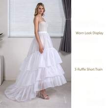Long Train White 3-Layer Ruffle Petticoat, Soft Boneless Crinoline Underskirt, Elastic Waist Wedding Slip Skirt For Bride Wedding Dress - Multicolor - View 6