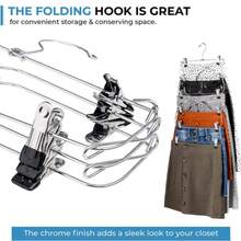2/1pc White 4-Tier Foldable Clothes Hanger With Clips, Space-Saving Closet Storage Rack, Multi-Layer Metal Pants Rack For Skirts And Pants, Seamless Non-Slip Organizer For Multiple Underwear, Shorts, Skirts - Multicolor - View 7
