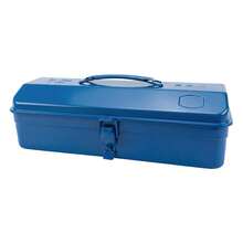 OUKANING Lockable Portable Metal Tool Box With Steel Latch, Cold‑Rolled Iron Hardware Tool Storage Carry Case, 2 Colors Available, Tools Not Included - Blue - View 6