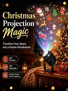 Lampu Proyektor Natal USB, Proyeksi Multi-Pola Kepingan Salju, Manusia Salju & Pohon Natal, Braket yang Dapat Diatur, Untuk Ruang Tamu, Pesta, Rumah, Lampu Sorot Dekorasi Suasana Natal - Lampu proyektor - View 9