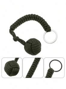 1 móc khóa paracord tết thủ công đa năng kèm hạt thép, nút thắt rắn bền bỉ kiểu Monkey Fist, móc khóa paracord cầm tay, phù hợp dùng ngoài trời, phong cách outdoor tối giản - Nhiều kiểu dáng - Xem 4