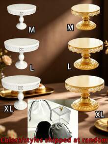 Hollow Metal Cake Stand Set, White And Gold Circular Base Dessert Display Stand, Suitable For Weddings, Birthdays, Parties, Home Decoration, Halloween, Christmas, Plate And Tableware Set, Kitchen Accessories, Kitchen, Autumn Home Decoration - Multicolor - View 9