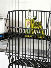 4 Tier Rolling Storage Cart, Breathable Drainage Mesh Shelves, Slanted Design Easy To Grab, Universal Wheels Organizer For Kitchen Snacks Living Room Bathroom - Random Color - View 8