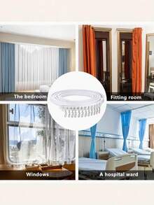 140/113/84/30pcs Flexible Bendable Curtain Track Set Of Clothes, Heavy-Duty White Plastic, Ceiling & Wall Mount, Multi-Scene Curtain Rail System, Window Treatment, Modern Home Decor, Bay Window & Room Divider - Multicolor - View 7