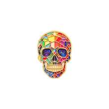 Vibrant Stained Glass Skull Enamel Pin, Colorful Rainbow Skeleton Brooch, Galaxy Eye Lapel Pin For Jacket Backpack Hat, Unique Halloween Jewelry Gift - Multicolor - View 14