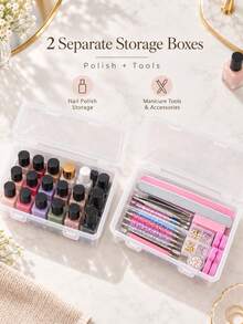 Nail Tool Storage Box Transparent Organizer Case Nail Art Accessories Storage Container Manicure Tools Holder With Compartments Nail Polish File Drill Bits Decoration Storage Box - Multicolor - View 6