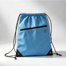 1pc/5pcs/10pcs/15pcs Drawstring Zipper Pouch Bag, Polyester Backpack Storage Bag With Dual Drawstrings, Large Capacity - Multicolor - View 5