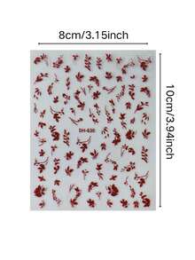 1pc Vintage Red Floral Branch & Leaf Decorative Sticker, Phone Laptop Decoration Sticker, Comes With Tweezers, Self-Adhesive, Phone, Earphone, Portable Device Shell Decoration Sticker - Autumn Style - View 4
