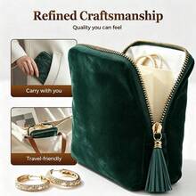 Velvet Travel Jewelry Bag - Portable Zipper Dust-Proof Storage Bag - Suitable For Rings, Earrings And Bracelets - Soft And Organized Bag - A - View 2