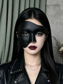 1pc Unisex Gothic Style Half Face Mask, Masquerade Party Costume Prop, Venetian Style Halloween Mask, Groom Groomsman Wedding Facial Decoration, Suitable For Daily Parties And Festivals Wear - A - View 3