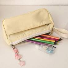 1PC Large Capacity Ins Style Pencil Case, High Aesthetic Minimalist Pencil Box, Portable Solid Color Stationery Bag - Multicolor - View 4
