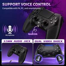 A Wireless Controller Compatible With P4, P4 Slim, P4 Pro, PC, Smartphones, Featuring A Hall-Effect Joystick, Dual Vibration Motors, A Six-Axis Gyroscope, Macro Programming, Turbo Mode, An 800mAh Battery, A Microphone, And A 3.5mm Headphone Jack. - View 10