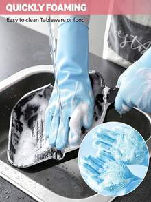 2-In-1 Silicone Dishwashing Gloves With Built-In Cleaning Brush, Reusable, Heat Resistant, Dense Bristles. Suitable For Dishwashing, Kitchen Sink Cleaning, Car Washing And Pet Grooming. A Must-Have For Every Household. - Multicolor - View 5