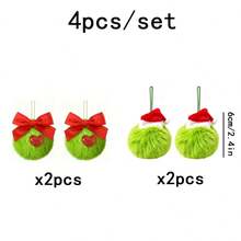 6pcs/Set Christmas Bow Heart-Shaped Plush Ball Decorations, Christmas Decor Set, Suitable For Decorating Christmas Holiday Events, Theme Parties And Celebration Occasions, Also Suitable For Christmas Tree, Fireplace And Christmas Wreath Decoration - Multicolor - View 13
