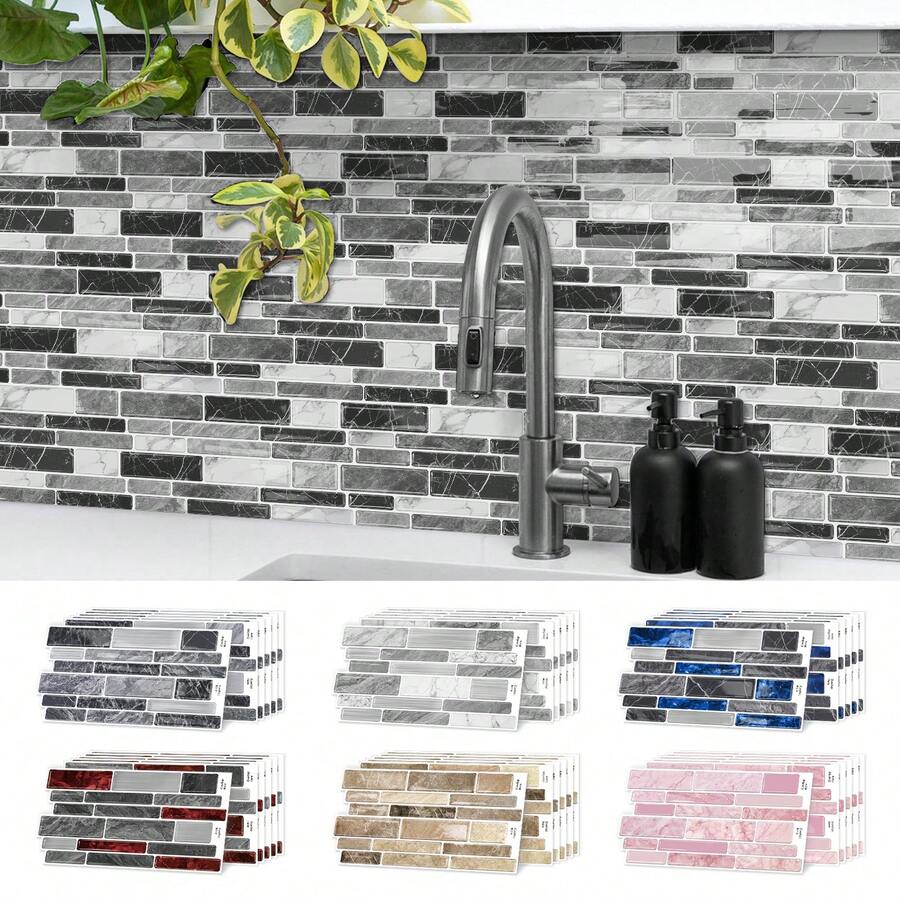 Realistic Stone Pattern On 3D Wall Panels, With A Three-Dimensional Texture Of 9.69 "* 4.72", Flexible Vinyl Tile Decals, And Self-Adhesive Interior Decoration For Kitchens, Bathrooms, And Corridors