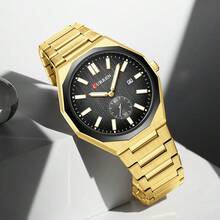 CURREN Men's Fashion Quartz Waterproof Watch With Luminous Hands And Stainless Steel Band - Multicolor - View 4