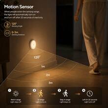 6PCS Round Magnetic Wall Lamp, USB‑Charging Wireless Sensor Night Light, Motion‑Activated Stair Light, Ideal For Entryways, Hallways And Stairwells - Multicolor - View 2
