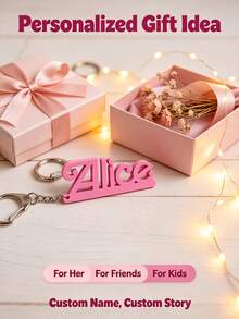 Customized Personalized Acrylic Keychain, Engravable Name, Bow Letter Keychain, Perfect Gift, Souvenir And Christmas Present For Friends - Multicolor - View 5