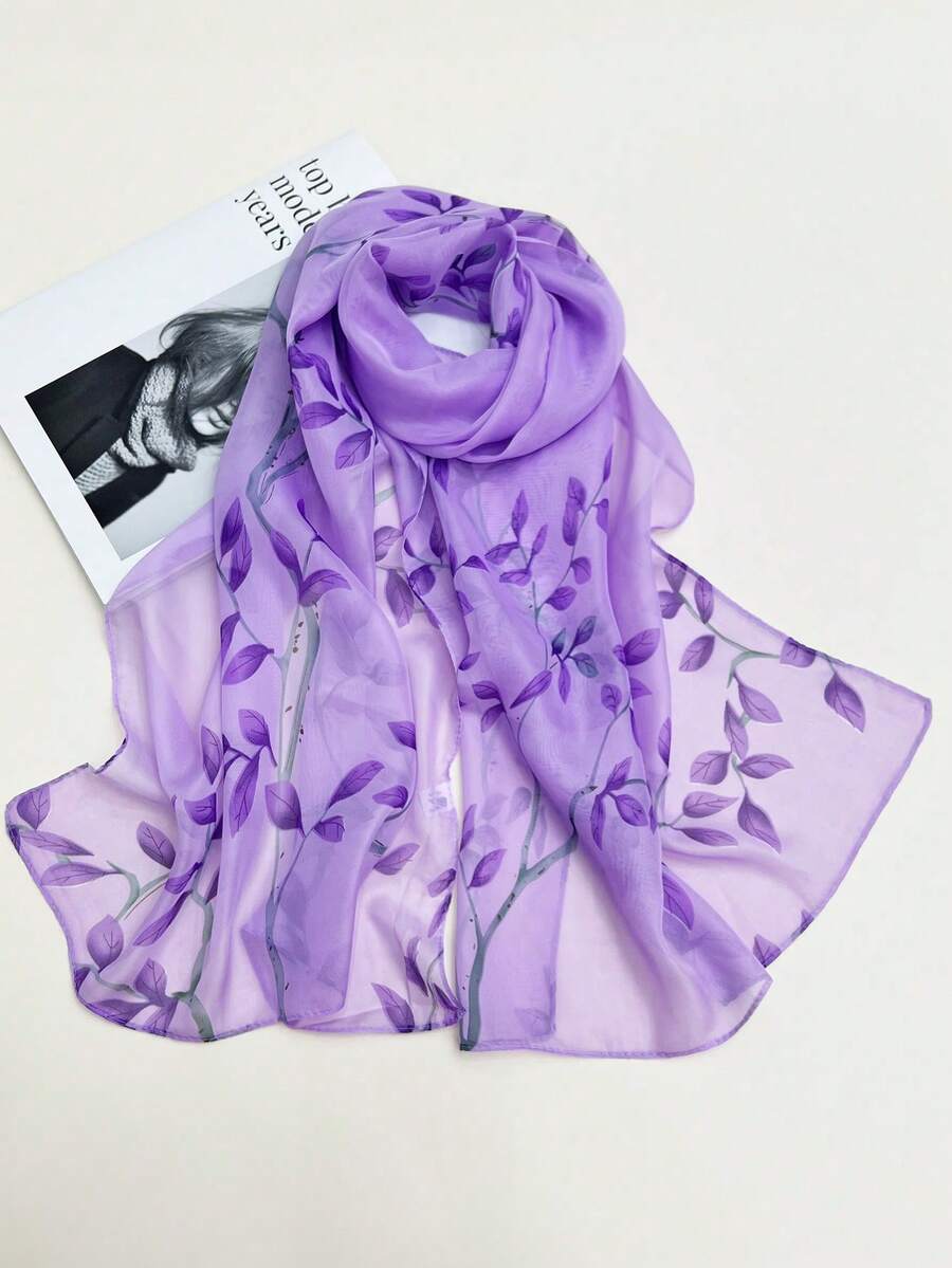 1pc Women's Fashion Thin Chiffon Printed Scarf Headwrap Suitable For Daily Wear - Multicolor - View 1