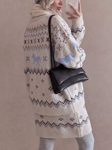 Women's Winter Casual Elegant Minimalist Sweater Pullover And Skirt 2 Pieces Set - Beige - View 2