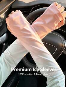 3/1pc Women's Ice Silk Breathable Gloves, Summer Driving UV Protection Arm Sleeves, Arm Protection, Sun Protection Ice Sleeves, Beach Accessories - Loose Fit - View 3