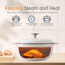 Dutch Oven Pot With Lid Enameled Cast Iron Cookware 5QT Casserole Pot Dual Handles Heavy Duty For Stew Soup Braising Bread Baking Pots For Cooking - View 9