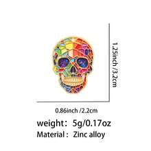 Vibrant Stained Glass Skull Enamel Pin, Colorful Rainbow Skeleton Brooch, Galaxy Eye Lapel Pin For Jacket Backpack Hat, Unique Halloween Jewelry Gift - Multicolor - View 12