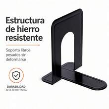 Black Iron Bookends With T-Shape Structure And Non-Slip Pads For Books Magazines And Binders - A - View 3