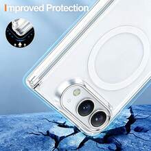 Transparent Magnetic Phone Case, With Magnetic Hinge Protection, Supports Wireless Charging, Hard PC Back Plate Protective Phone Cover, Compatible With IPhone Duo - Clear - View 3