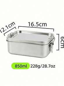 1pc Stainless Steel Lunch Box, Leak-Proof Clip-Lock Food Storage Container, Portable Metal Bento Box, Suitable For Work, School, Picnic, Reusable Meal Prep Container - Multicolor - View 12