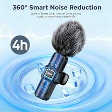Professional Wireless Lavalier Microphone Suitable For Smartphones, Plug And Play Wireless Microphone For Video/Audio Recording, Lapel Microphone For Interviews/Vlogs/Teaching - Black - View 7
