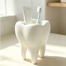 Cartoon Big White Tooth Multi-Function Storage Bucket, Bathroom Sink Toiletries Organizer Rack, Office Desk Stationery Holder, Niche Creative Dental Theme Decorative Ornament - White - View 9
