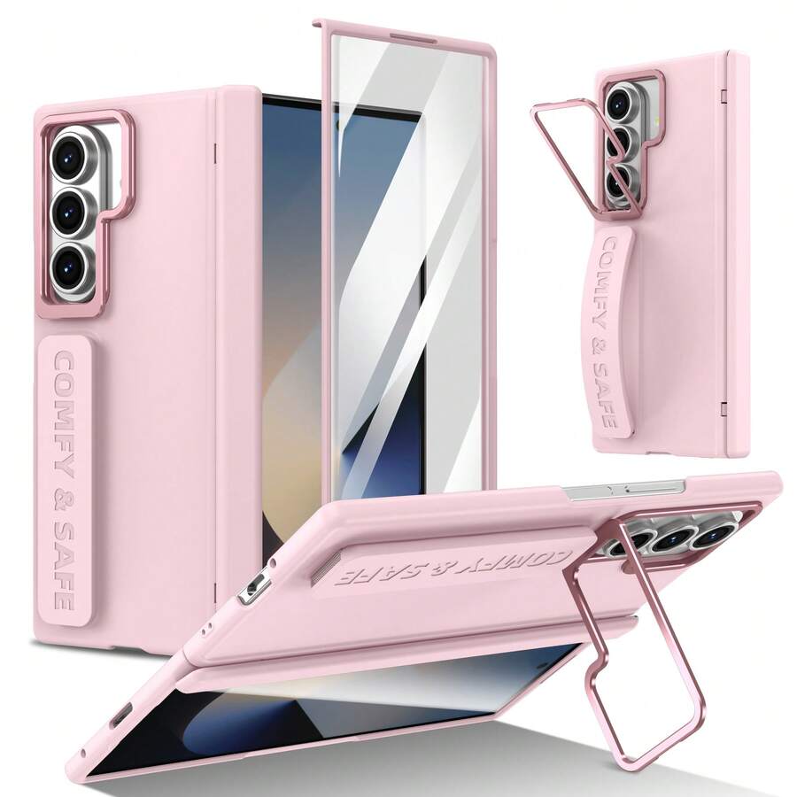 VIETAO 時尚設計相機支架手機殼,兼容 Galaxy Z Fold 4 5 6 7 8 Ultra,便攜式腕帶手機保護套,兼容 Duo - 粉色 - 查看 1