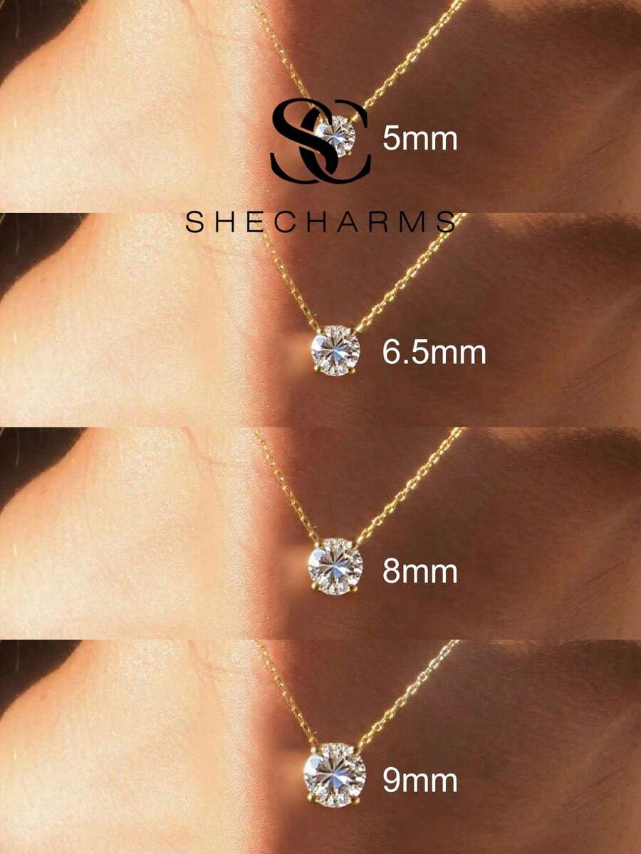 1件 S號 4爪圓鑽項鍊，女士珠寶派對禮物，訂婚婚禮永恆承諾項鍊