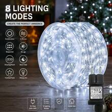 New High Brightness Christmas String Lights, F-Type Plug Connection; 1000/500/300 LED, Plug-In String Lights, Silver Wire Design, Discreet; Perfect For Christmas Decoration; Features 8 Lighting Modes; Ideal For Outdoor Decoration, Bedroom, Wedding, Party, Festival Celebration, Christmas, Halloween And Other Occasions. IP44 - EU F Type Plug(220-240V) - View 16
