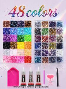 Diamond Setting Kit, 48,000-15,000 Y2K Resin Jelly-Like Flat-Bottomed Rhinestones, 48 Colors, 3mm Rhinestone Setting Kit, Includes 3 Bottles Of B7000 Glue And Tools, Suitable For DIY Diamond Painting Crafts. - Rhinestones - View 17