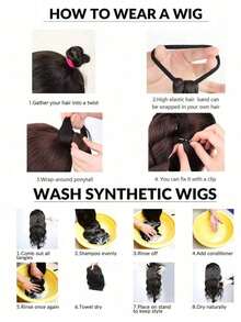Wig Ekstensi Rambut Ekor Kuda 12 inci, Rambut Ekor Kuda Bergelombang Keriting dengan Karet Elastis, Ekor Kuda Bergelombang Mengembang untuk Wanita - MultiWarna - View 9