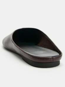 Women's Fashion Summer Suede One-Strap Retro Flat Slide Sandals Open Back Versatile Shoes - Brown - View 3