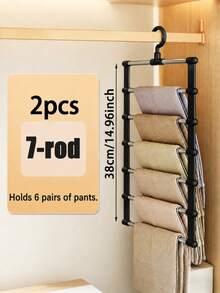 Multi-Layer Pants Rack,Foldable Multi Layer Pants Hanger, Space Saving Foldable Design Ladder Trouser Rack, Anti Slip Multi Rod Clothes Storage Organizer, Creaseless Wardrobe Hanging Holder For Jeans, Leggings,Trousers, Scarves And Household Garments - Multicolor - View 18