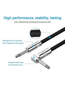 6.35mm 1/4 Inch Instrument Guitar Cable, Low Noise Shielded Amplifier Cable, Heavy Duty Design, Suitable For Stage And Home Studio, Used For Bass, Keyboard, Amplifier, Mixer - one-size - View 4