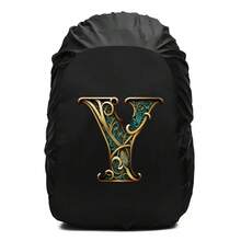 Penutup Hujan Ransel Motif Cetak Huruf Gulir Bunga Dekoratif Vintage, Pelindung Ransel Tali Serut Tahan Air dan Anti Debu, Perlengkapan Outdoor Tahan Lama untuk Mendaki, Berkemah dan Perjalanan - Hitam - View 110