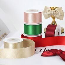 5 Rolls/3 Rolls/1 Roll Double-Sided Gold Thread Ribbon, High-End Gift Wrapping Satin Ribbon, Christmas Ribbon Bows, Cake And Flower Packaging, Christmas Tree And Wreath Decoration, Handmade DIY Accessories Ribbon, Mall And Party Atmosphere Decoration Ribbon - View 5