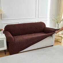1pc Woven Skirt Style Sofa Cover, Fully Wrapped Dust-Proof Sofa Cover, High Elasticity, Strong Tensile Strength, No Deformation, Washable And Machine Washable Without Fading, Moisture Absorbing And Breathable, Suitable For All Seasons - Coffee - View 10