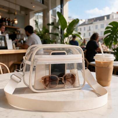 PVC Crossbody Shoulder Bag, Stadium-Approved Clear Crossbody Bag, Suitable For Various Festivals And Daily Commutes, Unisex, With Adjustable Strap.