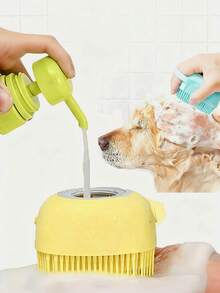 1pc/2pcs, Pet Bath Brush, Cat Bath Brush, Dog Bath Brush; Soft Silicone Brush Head Can Quickly Rub Out Rich Foam From Pet Shampoo, Deeply Clean Pores, Save Amount And Time; Dense Bumps Design Of Brush Head Can Effectively Comb Hair And Remove Dead Hair And Dust While Bathing, Reduce Shedding Trouble; Silicone Material Can Be Rinsed Clean, No Hair Residue, Quick Drainage, Not Easy To Breed Bacteria; Suitable For New Pet Owners Who Are Worried About Difficulty Of Pet Bathing And Need A Bathing Tool To Reduce Operational Difficulty - Multicolor - View 2
