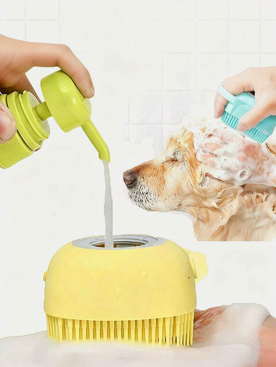 1pc/2pcs, Pet Bath Brush, Cat Bath Brush, Dog Bath Brush; Soft Silicone Brush Head Can Quickly Rub Out Rich Foam From Pet Shampoo, Deeply Clean Pores, Save Amount And Time; Dense Bumps Design Of Brush Head Can Effectively Comb Hair And Remove Dead Hair And Dust While Bathing, Reduce Shedding Trouble; Silicone Material Can Be Rinsed Clean, No Hair Residue, Quick Drainage, Not Easy To Breed Bacteria; Suitable For New Pet Owners Who Are Worried About Difficulty Of Pet Bathing And Need A Bathing Tool To Reduce Operational Difficulty
