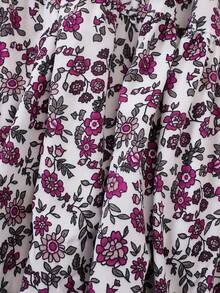 EARO Elegant Women's Plus Size Long Ditsy Floral Skirt, Non-Stretch Fabric, Flowy Fashionable Print, Suitable For Casual Daily Wear - Purple - View 8
