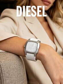 Diesel DZ1449 Stylish Men's Gift Wrist Watch, Distinct Square Shape 5BAR Water Resistant Casual Daily Wristwatch - White - View 3