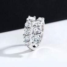 ANU JEWEL 4.2CT Moissanite Double Layer Ring S925 Silver Double Layer Open Ring Non-Adjustable Moissanite Wedding Ring Suitable For Gift - White - View 8